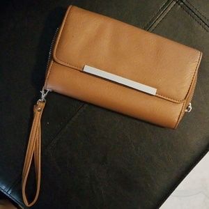 Brown double zipper wallet